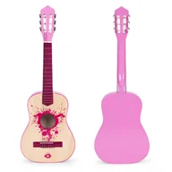 Zabawki interaktywne dla dzieci - Gitara dla dzieci różowa duża- 30 drewniana 6 strun metalowe i nylonowe ECOTOYS - miniaturka - grafika 1