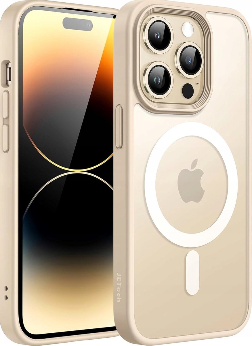 JETech Magnetyczna Etui dla iPhone 14 Pro 6,1 Cala Kompatybilny z MagSafe, Półprzezroczysta Matowe Tylna Szczupły Odporny na Wstrząsy Case (Beż)