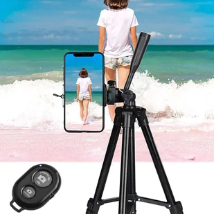 Statyw uniwersalny Alogy Tripod uchwyt do telefonu stojak 1/4 do kamer GoPro z pilot Bluetooth, pokrowiec Czarny - Statywy fotograficzne - miniaturka - grafika 11