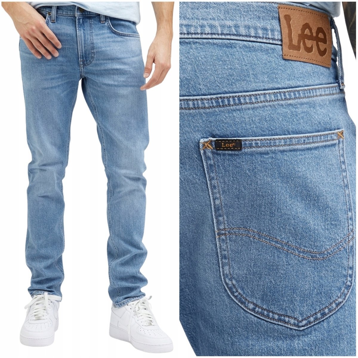 Lee LUKE SLIM Parker BLUE DżINS mocno zwężane spodnie jeansowe W30 L32