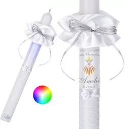 Podświetlana diodowa świeca na chrzest ze zdjęciem dziecka Model G11 - Dewocjonalia - miniaturka - grafika 1