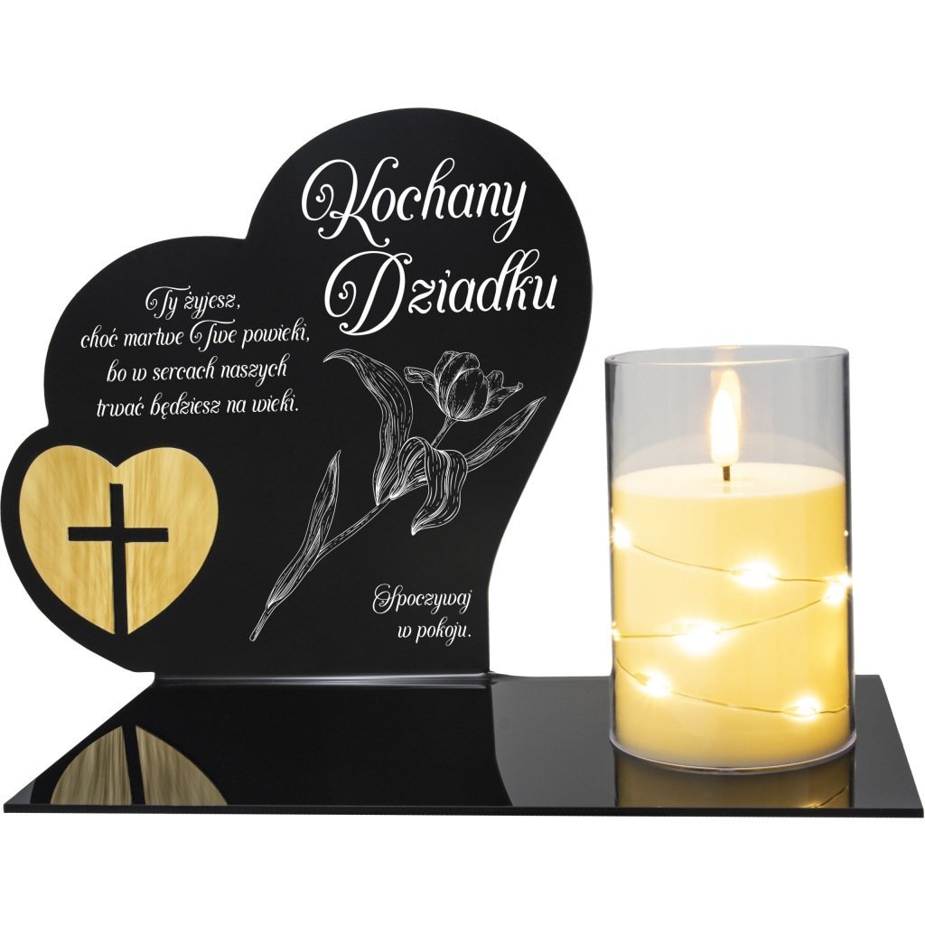 Znicz Kochany Dziadek LED Statuetka Pamięci Duży Lampion Grób DZIEŃ DZIADKA
