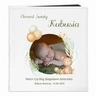 Albumy fotograficzne - Album na zdjęcia z nadrukiem i Twoim zdjęciem dla chłopca na chrzest - miniaturka - grafika 1