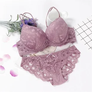 Koronkowy komplet push-up - Komplety bielizny - miniaturka - grafika 1
