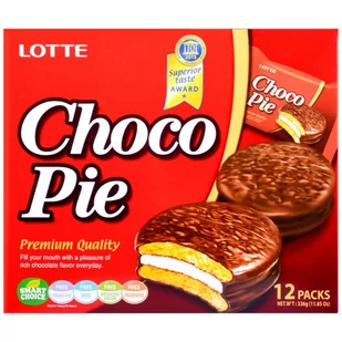 Lotte Choco Pie, ciastka biszkoptowe z pianką, pudełko (12 szt. x 28g) - Lotte 1439-uniw - Kuchnie świata - miniaturka - grafika 1