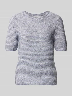 Sweter z krótkim rękawem o kroju slim fit z mieszanki bawełny z efektem melanżu - Swetry damskie - miniaturka - grafika 1