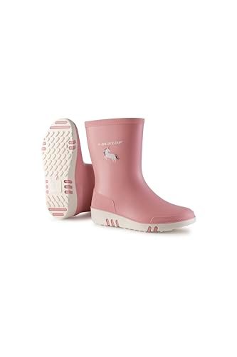 Dunlop Mini dziecięce kalosze – w 100% wodoszczelne, kalosze dla dzieci; dla dziewcząt i chłopców – rozmiar 20-30, Rosa, 23 EU