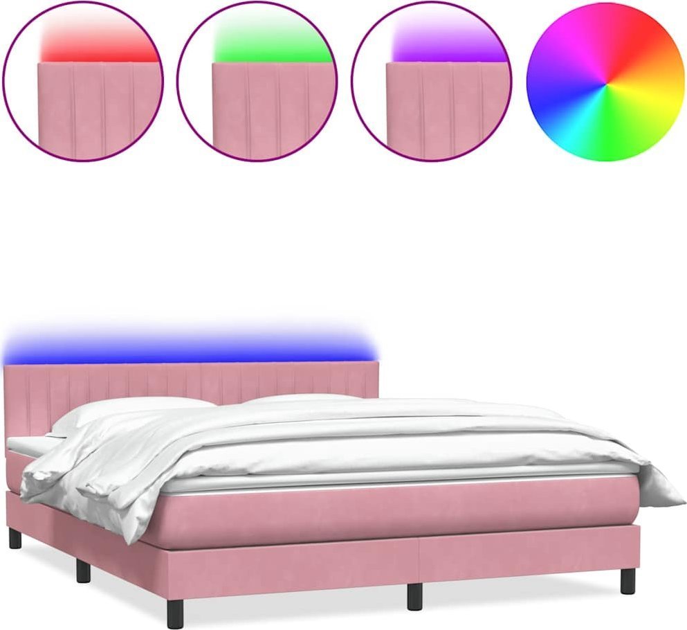 Łóżko typu Box Spring z materacem różowe 180x220 cm aksamitne