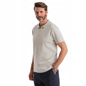 Koszulki męskie - Męska koszulka polo kołnierzyk z zamkiem popielata V2 OM-POSS-0132 XL - miniaturka - grafika 1