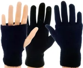 Rękawiczki - ZIMOWE RĘKAWICZKI damskie OCIEPLANE CIEPŁE mitenki 3w1 DO TELEFONU - miniaturka - grafika 1