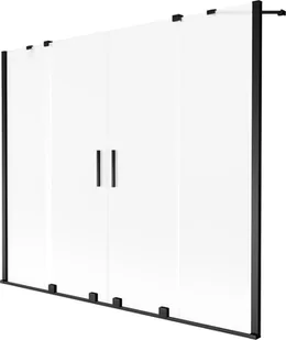 Mexen Velar Duo parawan nawannowy 2-skrzydłowy rozsuwany 180 x 150 cm, szron, czarny - 896-180-000-32-70 - Parawany nawannowe - miniaturka - grafika 1