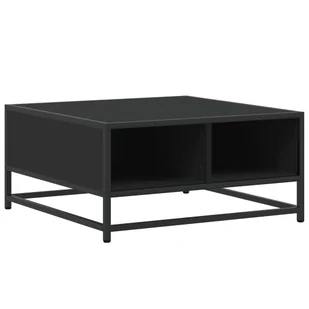vidaXL Stolik kawowy czarny 60,5x60,5x30 cm Materiał drewnopochodny i metal - Ławy i stoliki kawowe - miniaturka - grafika 1