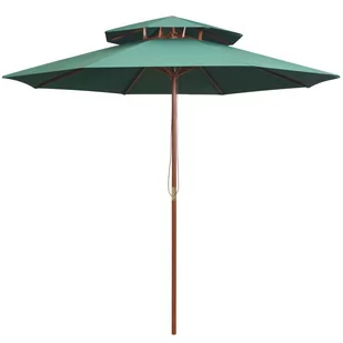 vidaXL Parasol z podwójnym daszkiem, 270x270 cm drewno, zielony - Parasole ogrodowe - miniaturka - grafika 1