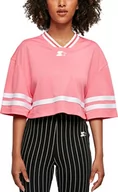 Koszulki i topy damskie - STARTER BLACK LABEL Damska koszulka Starter Cropped Mesh Jersey T-Shirt, różowo-grejpfrutowy/biały, M - miniaturka - grafika 1