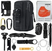 Zestawy survivalowe  - Zestaw survivalowy - karta przeżycia, bransoletka paracord, latarka LED, scyzoryk - miniaturka - grafika 1