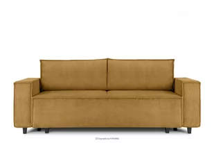 Sofa rozkładana 3 osobowa z pojemnikiem na pościel żółta NAPI - Sofy i kanapy - miniaturka - grafika 1