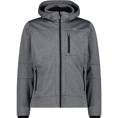 CMP męska kurtka Softshell melanżowa z odpinanym kapturem, Czarny Mel.-Ice, 46