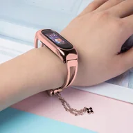 Akcesoria do smartwatchy - Metalowa bransoleta do Xiaomi Mi Band 3 / 4 / 5 / 6 opaska pasek - różowa - miniaturka - grafika 1
