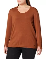 Swetry damskie - Samoon Damski kardigan z dzianiny prążkowanej z długim rękawem, szerokie prążkowane ściągacze, przecięte ramiona, kurtka dzianinowa jednokolorowa, Mocca Brown, 44 - miniaturka - grafika 1