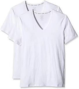Calvin Klein Męski T-shirt z krótkim rękawem, dekolt w serek, biały, M - Koszulki męskie - miniaturka - grafika 1