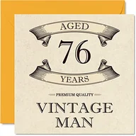 Kartki okolicznościowe i zaproszenia - Kartki urodzinowe w stylu vintage dla mężczyzn - wiek 76 lat - zabawna kartka urodzinowa dla dziadka, taty, męża, wujka, brata, dziadka, kartki okolicznościowe 145 mm x 145 mm, kartka urodzinowa 76 - miniaturka - grafika 1