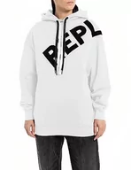 Bluzy damskie - Replay Damska bluza z kapturem, 001 White, M - miniaturka - grafika 1