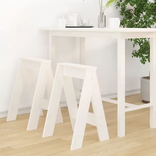 vidaXL Stołki, 2 szt., białe, 40x40x60 cm, lite drewno sosnowe - Taborety i hokery - miniaturka - grafika 1