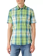 Koszule męskie - camel active Męska koszula z krótkim rękawem z bawełny, Lime, M - miniaturka - grafika 1