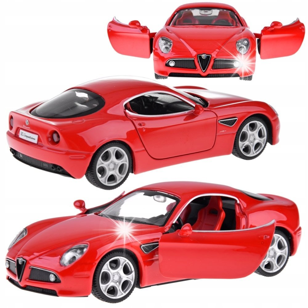 Auto metalowe model Alfa Romeo 8C Competizione skala 1:32 światła ZA4607