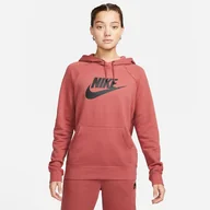 Bluzy damskie - Bluza Nike Sportswear Essential Hoddie PO HBR DX2319 691 czerwony L - miniaturka - grafika 1