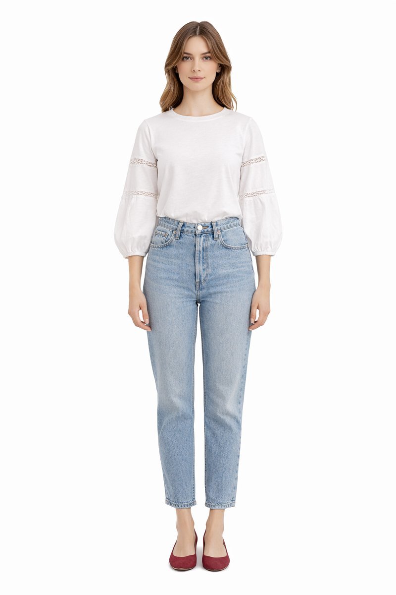 LEVIS JEANSY MOM JEANS WYSOKI STAN JASNONIEBIESKIE 26/28 1I1D