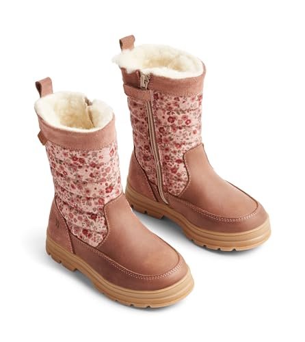 Wheat Koa Tex buty dziecięce, wysokie buty zimowe z zamkiem błyskawicznym, uniseks, dla chłopców i dziewczynek, 70% nylon z recyklingu, 15% skóra, 15% zamsz, oddychające, wodoodporne, 2163 Dusty