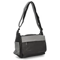 Torebki damskie - Torebka Damska Listonoszka 2 Komory firmy Hernan 0677-1 Szara/Jasno Szara - miniaturka - grafika 1