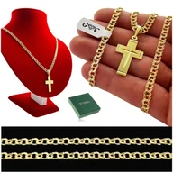 Biżuteria dla dzieci - ZŁOTY ŁAŃCUSZEK Z KRZYŻYKIEM PRÓBA 925 PREZENT DLA CHŁOPCA NA KOMUNIĘ - miniaturka - grafika 1