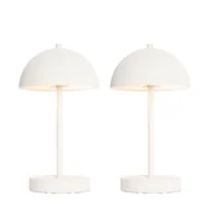 Lampy stojące - QAZQA Zestaw 2 lamp stołowych zewnętrznych Grzyb biały ładowalne - Keira - miniaturka - grafika 1