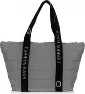 Worki na buty - Solome DAMSKA TOREBKA PIKOWANA WOREK SOLOME CIEMNO SZARA - miniaturka - grafika 1