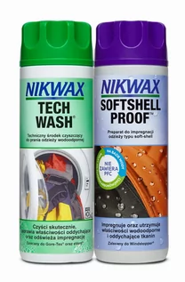 Akcesoria obuwnicze - Zestaw do pielęgnacji odzieży outdoor Nikwax Tech Wash i SoftShell Proof 2x 300 ml - grafika 1