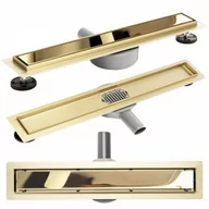 Odpływy liniowe - REA-G5693 Neo & Pure 500 N PRO Mirror L.Gold Odpływ liniowy + syfon + nóżki + mankiet uszczelniający - miniaturka - grafika 1