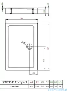 Radaway Doros D Compact Stone brodzik 120x90 czarny SDRD1290-05-54S - Brodziki prysznicowe - miniaturka - grafika 2