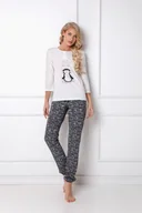 Piżamy damskie - Piżama Arctic Peggy Long Biało-Czarny (Rozmiar XL) - miniaturka - grafika 1