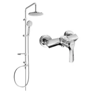 Baterie umywalkowe - Mexen Carl zestaw prysznicowy natynkowy z deszczownicą i baterią prysznicową Sabre, chrom - miniaturka - grafika 1