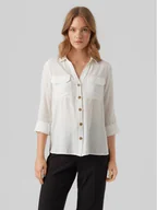Koszule damskie - Vero Moda Koszula Bumpy 10275283 Biały Regular Fit - miniaturka - grafika 1