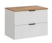 Szafki łazienkowe - Szafka łazienkowa z blatem, Adel, 80x46x57 cm, biały, dąb wotan, mat - miniaturka - grafika 1