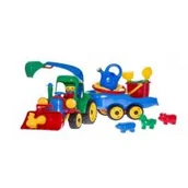 Zabawki do piasku - Koparka z przyczepą i kompletem mini 10el Hemar Family - miniaturka - grafika 1