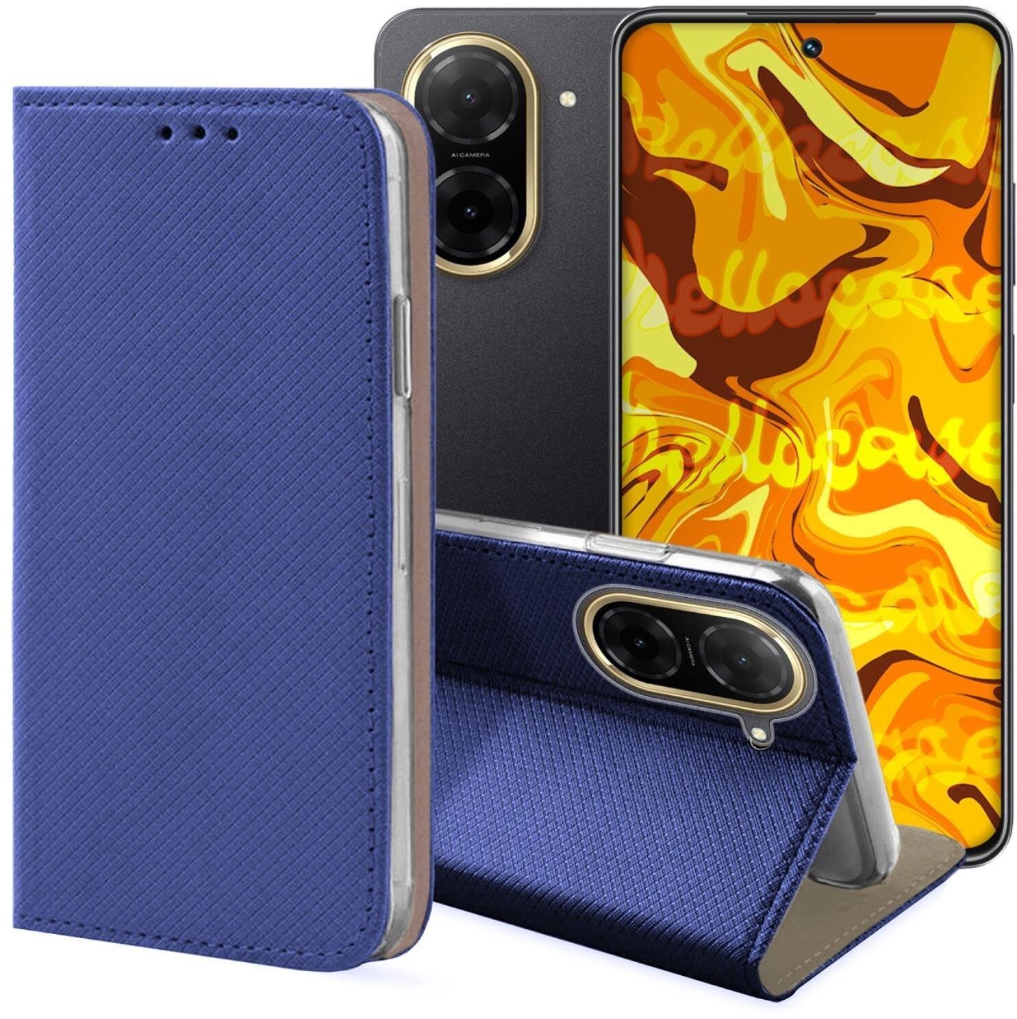 Hello Case Etui z Klapką Do Xiaomi Redmi A5 Granatowe, Magnetyczne, Zamykane, Case