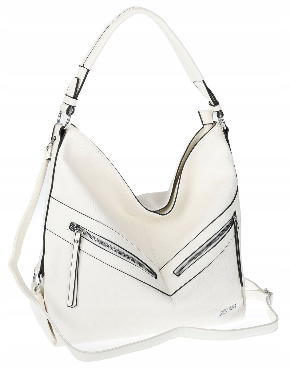 Torebka Damska shopper WOREK włoska marka SWEET YEARS A4 pojemna 4103 Biała