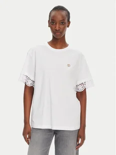 TWINSET T-Shirt 251TT2410 Biały Relaxed Fit - Koszulki i topy damskie - miniaturka - grafika 1