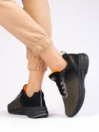 Buty sportowe damskie - Sportowe buty tekstylne damskie czarne DK - miniaturka - grafika 1