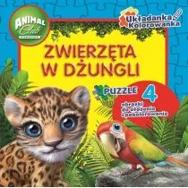 ZWIERZĘTA W DŻUNGLI UKŁADANKA KOLOROWANKA PUZZLE Opracowanie zbiorowe - Książki edukacyjne - miniaturka - grafika 2