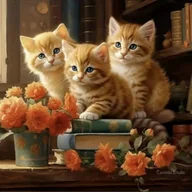 Zabawki kreatywne - Diamentowa Mozaika Koty Trzy Rude Na Książkach 30x40 - miniaturka - grafika 1